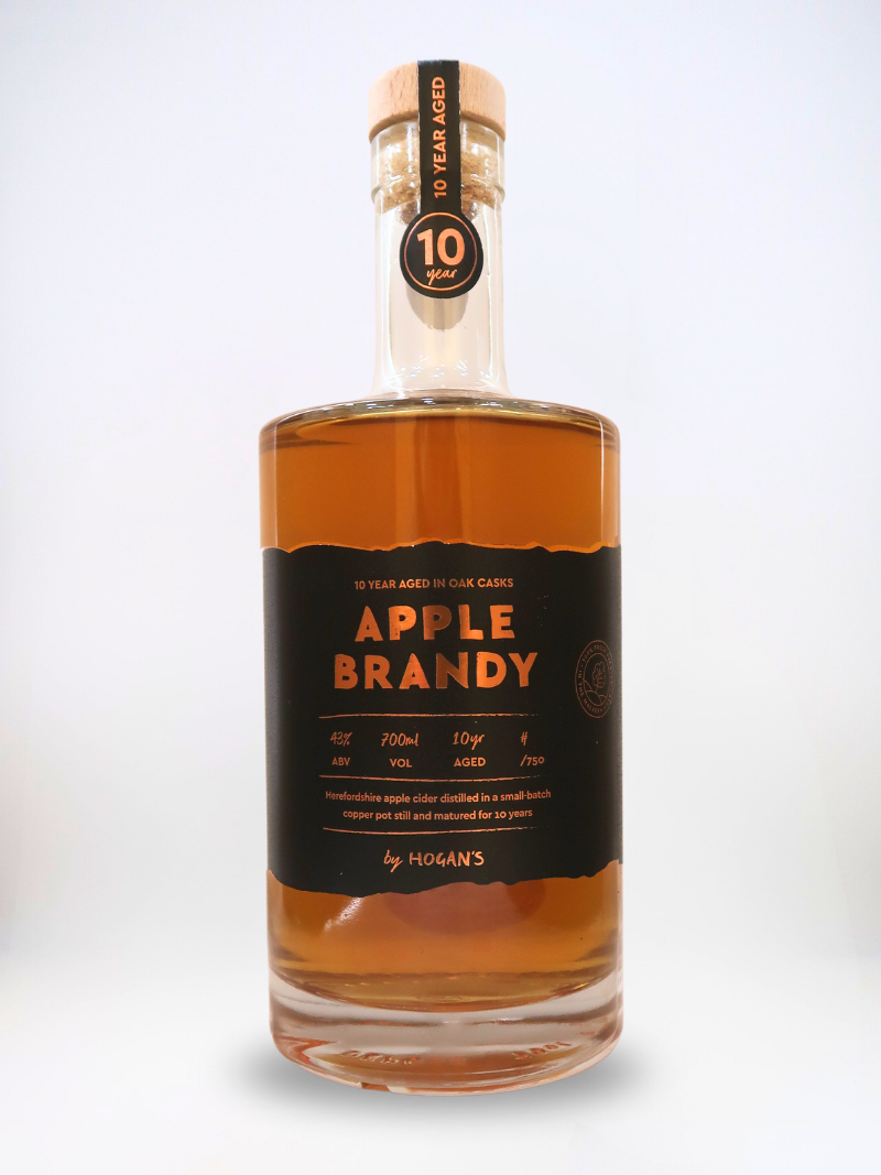 Hogan’s English Apple Brandy – 10 Year Old, premium small-batch brandy matured in oak casks for a decade.