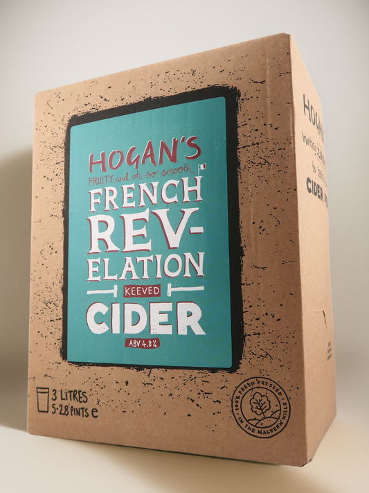 Hogan’s French Revelation 3 L Bag-in-Box Cider – fruity and oh-so-smooth keeved cider crafted from fresh-pressed apples for a rich, velvety finish.