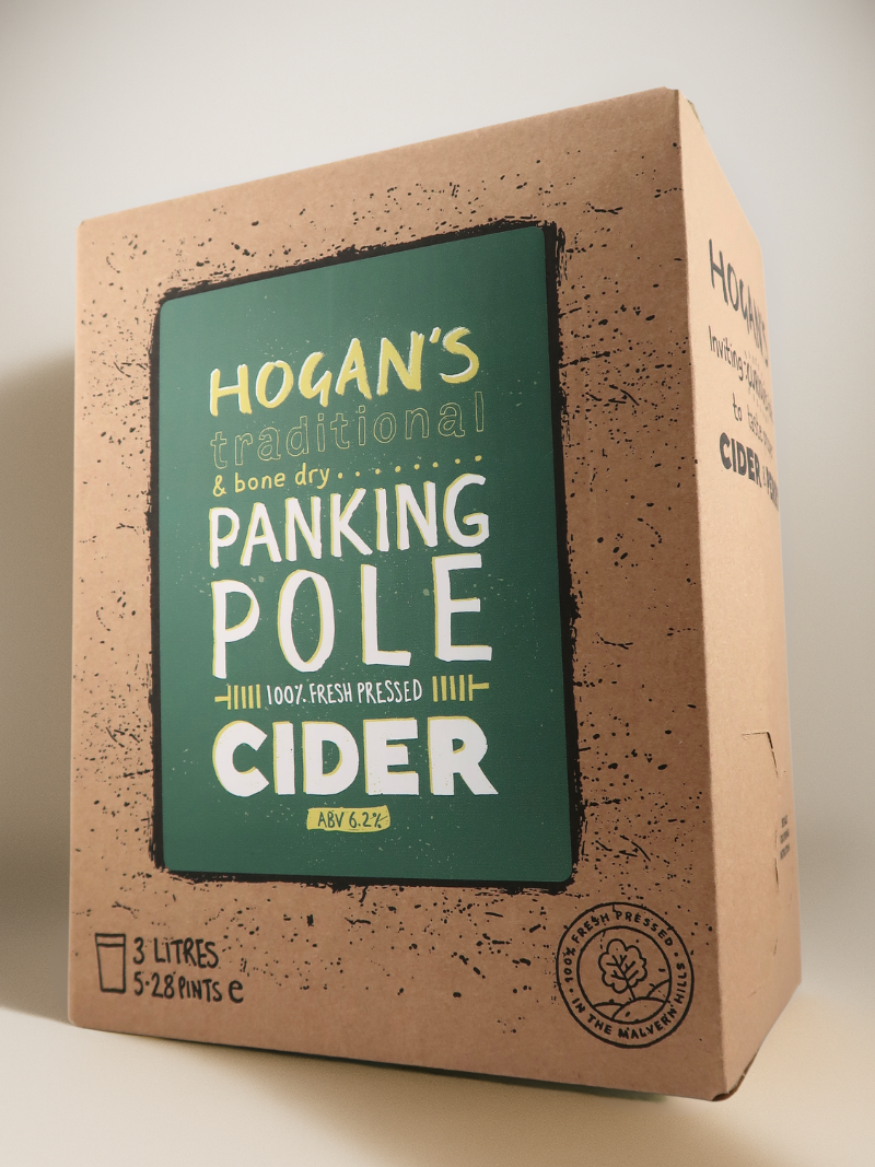 Hogan’s Panking Pole 3 L Bag-in-Box Cider – a traditional, bone-dry West Country cider crafted from fresh-pressed apples for a crisp, refreshing finish.