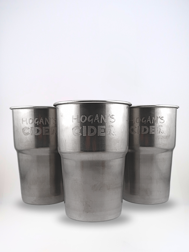 Hogan’s stainless steel glögg cup – durable and sustainable branded mug for serving cider.